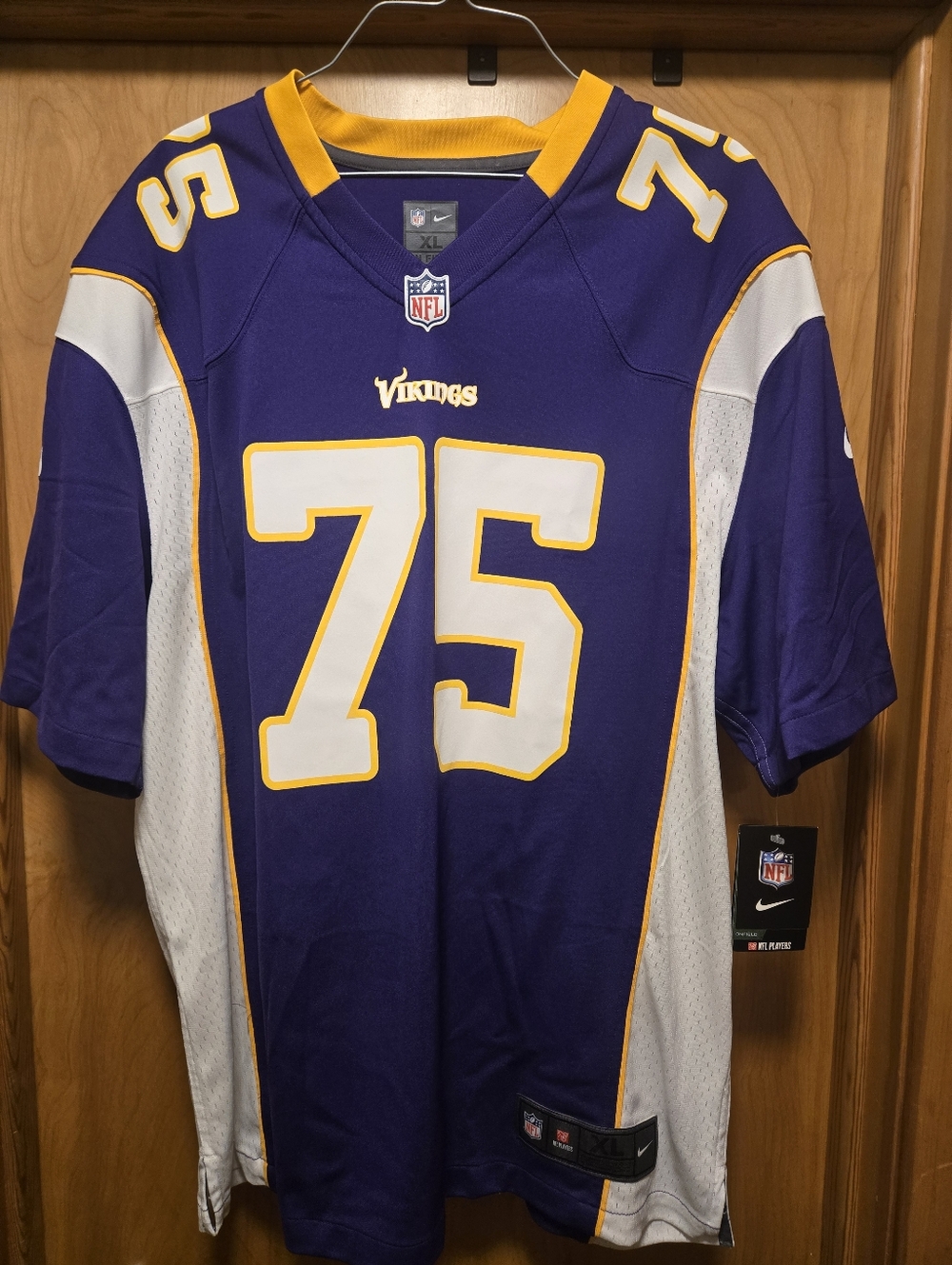 Nike Purple and White Minnesota Vikings #75 Game Jersey Matt Kalil Nwt